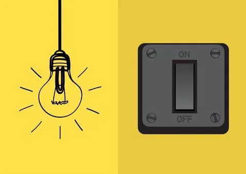 Switch lamp light on yellow background Stock Illustration