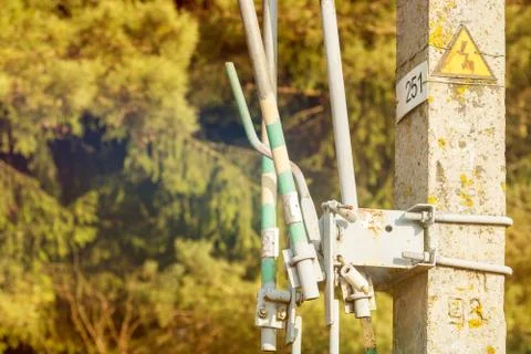 Switch lever on-off on the pole Stock Photos