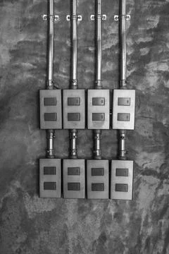 Switch light gray black with cement background Stock Photos