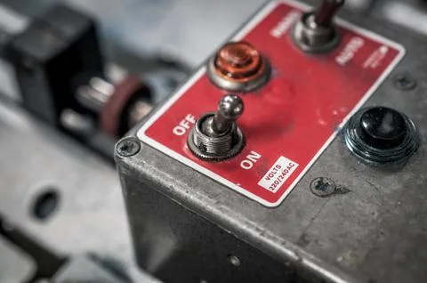 Switch of a machine switched on Stock Photos