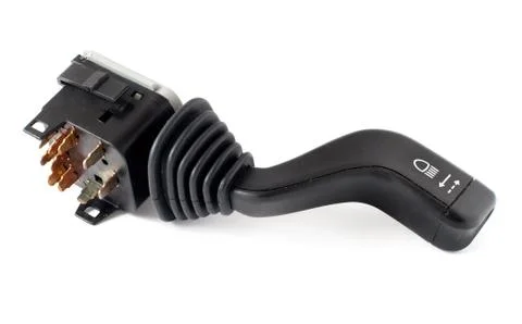 Switch mounted on the steering column in a car Stock Photos