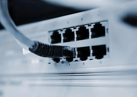 Switch with networking cable Stock Photos