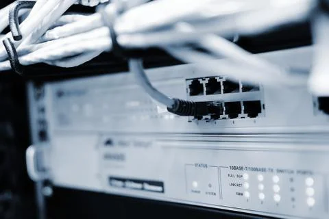 Switch with networking cable Stockfoto's