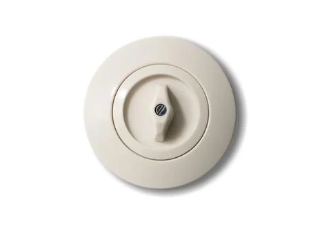 Switch old-fashioned, round with button, from porcelain isolated on white bac Stock Photos