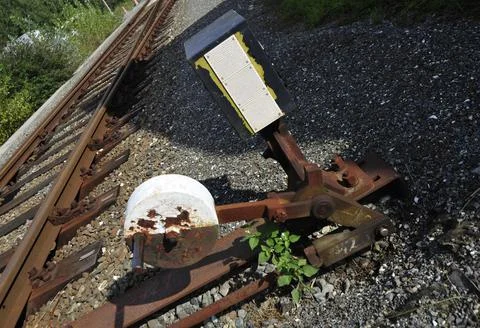 Switch or trackswitch in railroad and train traffic Stock Photos