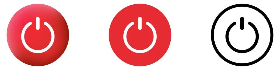 Switch off or turn off power red and line black button Ilustración de archivo
