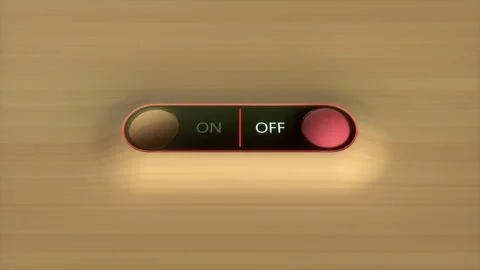 Switch in Off Position and On Position on Wooden Background. Perspective view. Stock Footage 232891892
