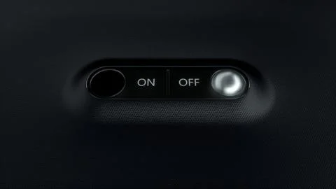 Switch in the Off Position on a Dark Black Studio Background. 3D rendering. Stock Illustration