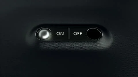 Switch in the On Position on a Dark Black Studio Background. 3D rendering. 스톡 일러스트
