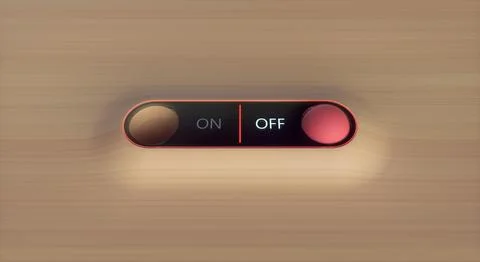 Switch in Off Position on Wooden Background. Technological concept. 3D render. Stock Illustration