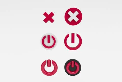 Switch power close or off icon 3d illustration minimal 3d rendering. Ilustração Stock