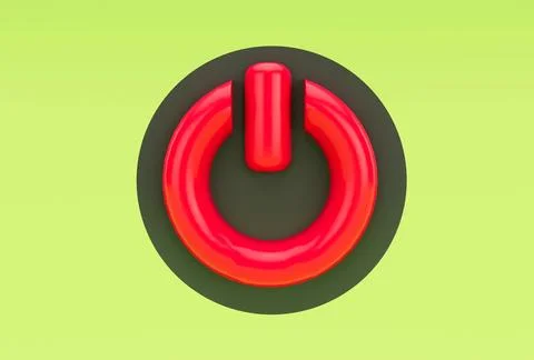 Switch power close or off icon 3d illustration minimal 3d rendering. Ilustração Stock