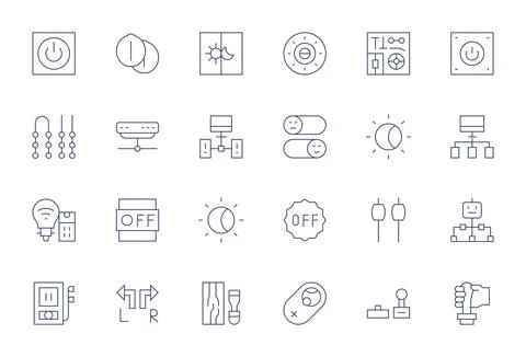 Switch Premium Vector Bundle with 24 256x256 Grid Fitted Thin Line Icons Ilustración de archivo