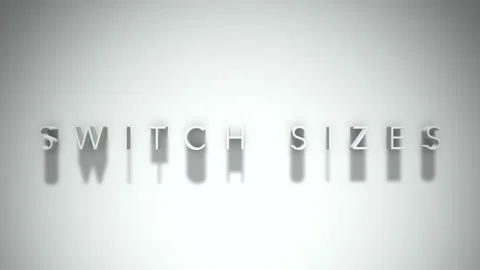 Switch sizes 3D title animation white text on a white background Stock Footage 299373147