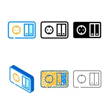 Switch socket color icon series vector Stock Illustration