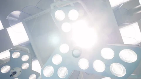 Switch on, switch off of surgical lamps in a surgery. Close up. Stock Footage 87838851