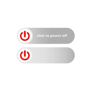 Switch toggle button in red, grey Off or round button. Power switch icon. But Stock Illustration