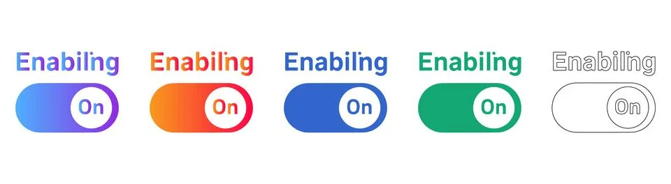 On/Off Switch Toggle Icons in Gradient and Outline Versions Stockillustratie
