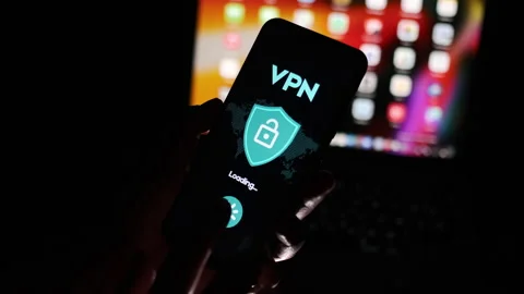 Switch On VPN Interface or VPN App on Mobile Smartphone in Wireless Connection Stock Footage 196086929