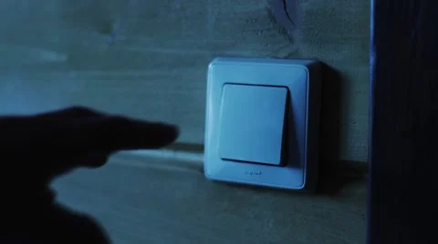 Switch on the wall. Turning on the light Stock Footage 48049851