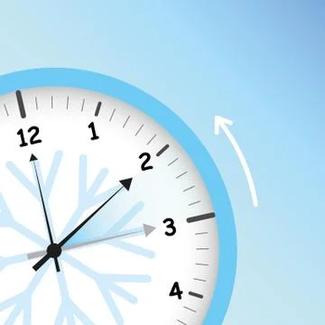 Switch to winter time concept for daylight saving with snowflake Illustrazione stock