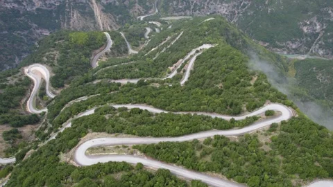 Switchback Mountain Road in Pass Tsimovou Tzoumerka Ioannina Greece, Stock Footage 289235725