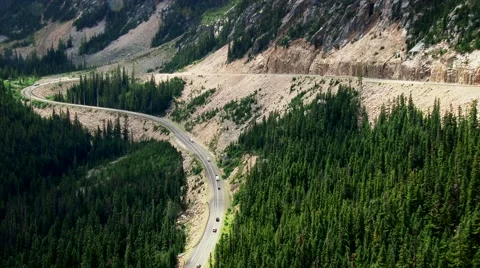 Switchback Road through the North Cascades National Park, 4K Stock Footage 43915473