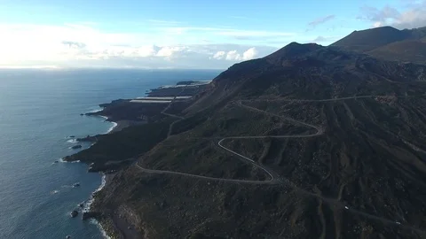 Switchback Volcano Road on Canary Islands Spain 스톡 동영상 71607603
