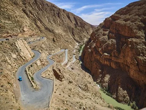Switchbacks of the dades gorges in the mountains of Morocco. Stock Photos