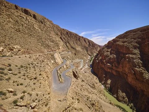 Switchbacks of the dades gorges in the mountains of Morocco. Stock Photos