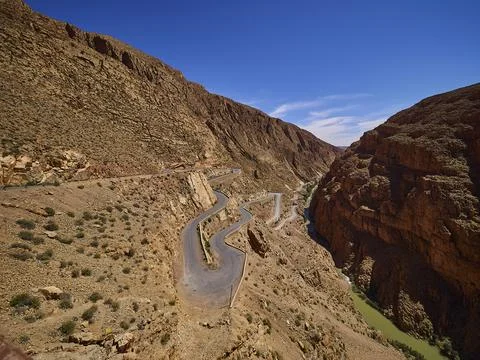 Switchbacks of the dades gorges in the mountains of Morocco. Stock Photos