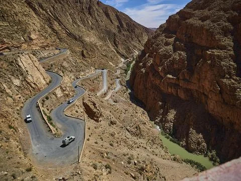 Switchbacks of the dades gorges in the mountains of Morocco. Stock Photos