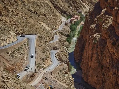 Switchbacks of the dades gorges in the mountains of Morocco. Stock Photos