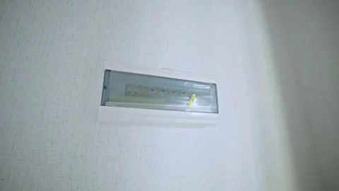 Switchboard with clear plastic cover and lightning sign Stock Footage 330992963