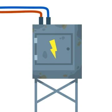 Switchboard. Electrical wires in box. High voltage sensor Stock Illustration