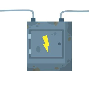 Switchboard. Electrical wires in box. High voltage sensor. Stock Illustration