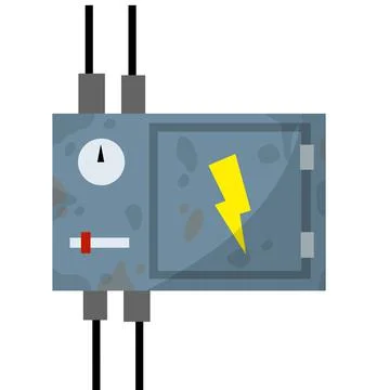 Switchboard. Electrical wires in box. High voltage sensor. Stock Illustration