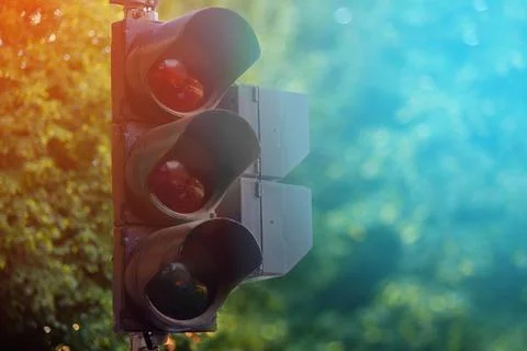 Switched off light of traffic lights Stock Photos