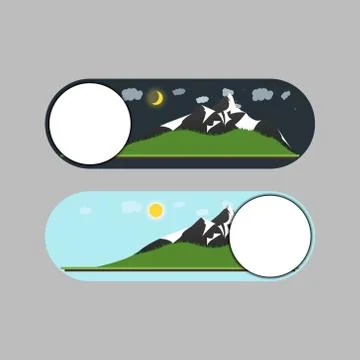 On Off switcher, image of mountains, day and night , Vector illustration , EP Stock Illustration