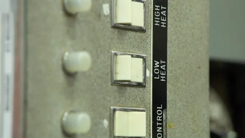 Switches and control buttons at panel Stock Footage 93580148
