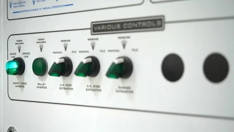 Switches on the electrical panel of a yacht Stock Footage 76255832