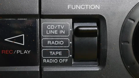 Switches Function The Toggle Switch On Radio Mode On A the Old Cassette Tape Rec Video stock 142316199