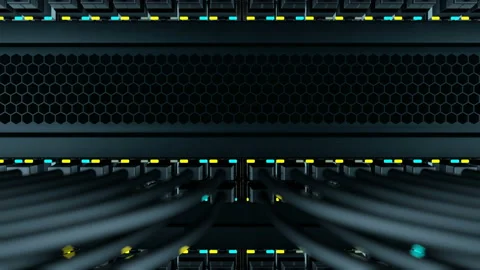 Switches with the UTP patch-cords in a server rack Видео 89723781