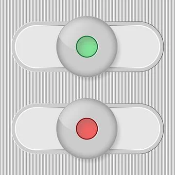 On - Off switches, white with 3d effect, with red and green buttons Stock Illustration