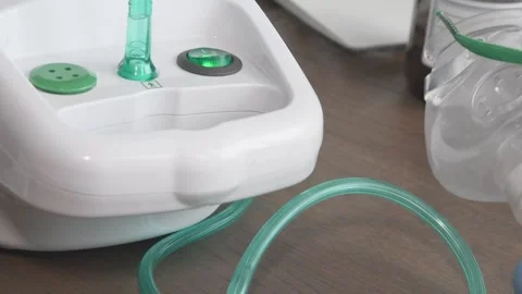 Switching off after using the inhaler - close-up, steam Stock Footage 303399106