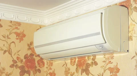 Switching on air conditioner Stock Footage 48923507