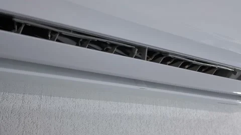 Switching on air conditioning. Close up of the activation of the air conditioner Stock Footage 156682787