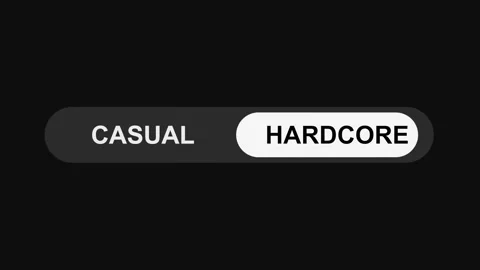 Switching Casual to Hardcore Mode Toggle Button Animation, Sleek UI Switch Stock Footage 311587878