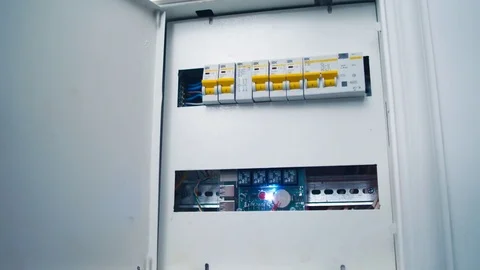 Switching Electric Breaker Box Stock Footage 74189094