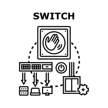 Switching electrical devices and network connections on Stock Illustration